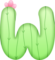 Cactus Alphabet Cute Letter W png