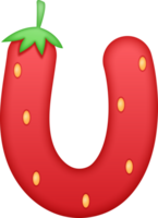 Strawberry Alphabet Cute Letter U png