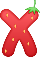 fraise alphabet mignonne lettre X png