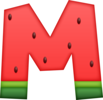 watermeloen alfabet schattig brief m png