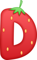 Strawberry Alphabet Cute Letter D png