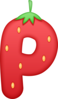 Strawberry Alphabet Cute Letter P png