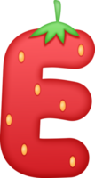 Erdbeere Alphabet süß Brief e png