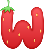 Strawberry Alphabet Cute Letter W png