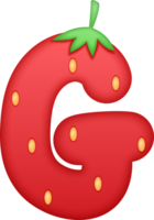 Strawberry Alphabet Cute Letter G png