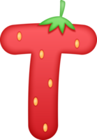 Strawberry Alphabet Cute Letter T png