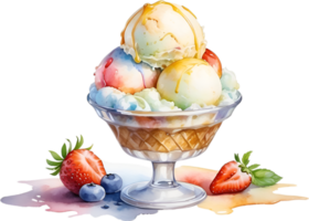 AI generated Delicious-looking Ice Cream painting. Ai-generated. png