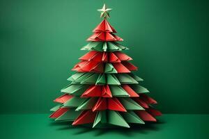 AI generated Christmas tree in paper style on white background photo