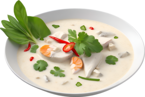 AI generated Delicious-looking Tom Kha Gai. Ai-generated. png