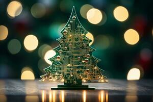 ai generado Navidad árbol hecho con circuito tablero tecnología concepto foto