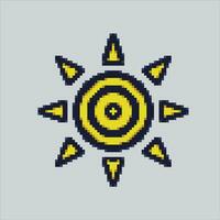 Pixel art illustration Sun. Pixelated Yellow Sun. Yellow Bright Sun pixelated for the pixel art game and icon for website and video game. old school retro. vector