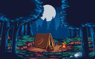 Pixel art illustration Camping Background. Pixelated Camping. Camping scenery pixelated for the pixel art game and icon for website and video game. old school retro. vector