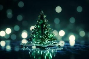 AI generated Christmas tree made with circuit board technology concept photo