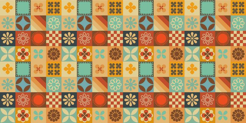 A retro style seamless pattern with a 60-70s aesthetic and abstract flowers vector background. Print surface design for textiles, wrapping, and webs.