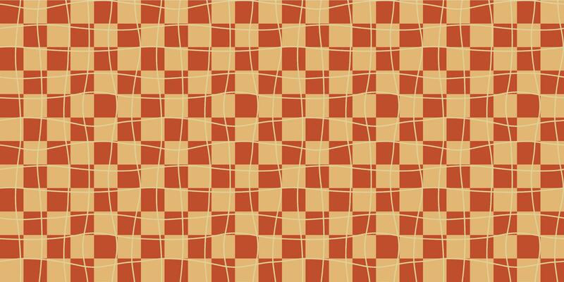 A retro style seamless pattern with a 60-70s aesthetic design and checkered vector background. Print surface for textiles, wrapping, and webs.
