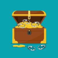 Bear traps and treasure chests with gold coins vector