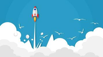 rocket flying over cloud. beautiful scenery vector