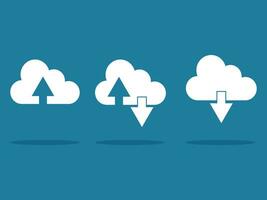 Cloud storage with upload or download arrow icons vector