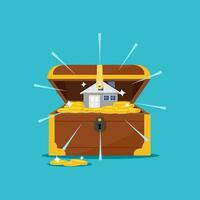 house in the treasure chest vector