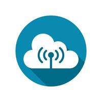 Transmitter Antenna Signal icon on cloud vector