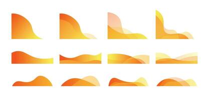 Liquid Yellow Gradient Wavy Corner Decoration Shape, Abstract Organic Decoration Element, Vector Illustration