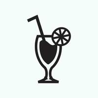 vector illustration - juice beverage glass for bar or cafe - flat silhouette style