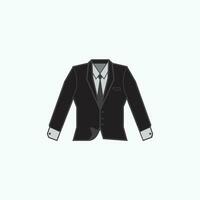vector illustration - Stylish professional black tuxedo with tie clothing for business - flat silhouette style