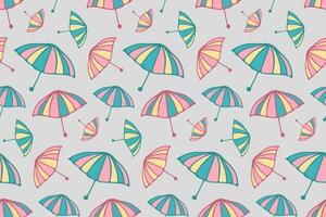 Umbrella Seamless Pattern in Pastel Tones. Ideal Background For Wrapping Paper Or Fabric Design. Vector illustration