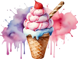 AI generated Delicious-looking Ice Cream painting. Ai-generated. png