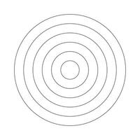 Polar grid of 5 concentric circles. Circle diagram divided on five equal segments. Blank polar graph paper. Wheel of life or habits tracker. Simple coaching tool for visualizing. Vector illustration.
