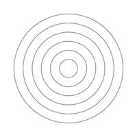 Polar grid of 5 concentric circles. Circle diagram divided on five equal segments. Blank polar graph paper. Wheel of life or habits tracker. Simple coaching tool for visualizing. Vector illustration.