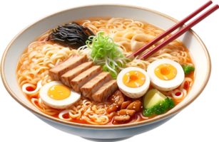 AI generated Watercolor painting of a delicious-looking Ramen. Ai-generated. png