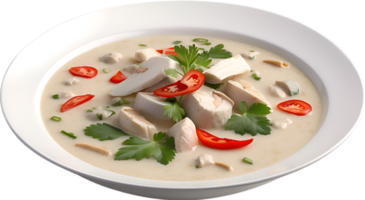 AI generated Delicious-looking Tom Kha Gai. Ai-generated. png