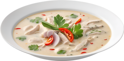 AI generated Delicious-looking Tom Kha Gai. Ai-generated. png