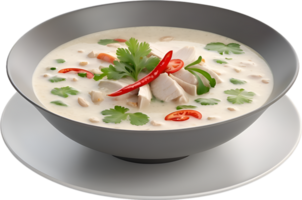 AI generated Delicious-looking Tom Kha Gai. Ai-generated. png