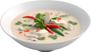 AI generated Delicious-looking Tom Kha Gai. Ai-generated. png