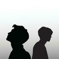 Young sad man silhouette vector