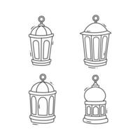 Set Ramadan Lantern Lineart isolated on a white background vector