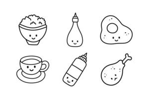 Set Food Lineart isolated on a white background vector