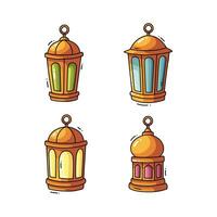 Set Ramadan Lanterns Lineart isolated on a white background vector