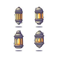 Set Ramadan Lanterns Lineart isolated on a white background vector
