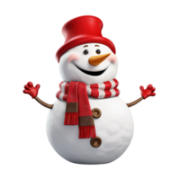 ai generado monigote de nieve con rojo sombrero en contento estado animico png