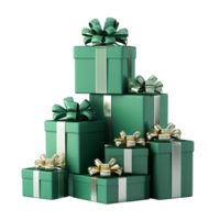 AI generated Green color Christmas Gift box on transparent background png