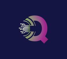 Q letter Technology logo design. with Communication Service. Modern Design vector