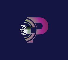 P letter Technology logo design. with Communication Service. Modern Design vector