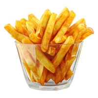 ai generato fritte Patata francese friggere delizia, gustoso patate nel bicchiere contenitore png