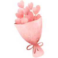 Watercolor hearts in a bouquet png