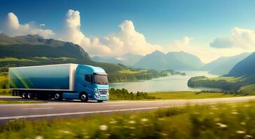 AI generated On the Road Again - Trucking for Reliable Delivery photo