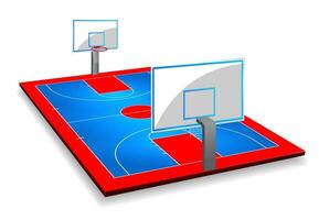 Perspective vector illustration of Basketball court field with shield. Vector EPS 10. Room for copy