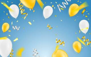 contento cumpleaños vector celebracion fiesta bandera dorado frustrar papel picado y blanco y Brillantina oro globos